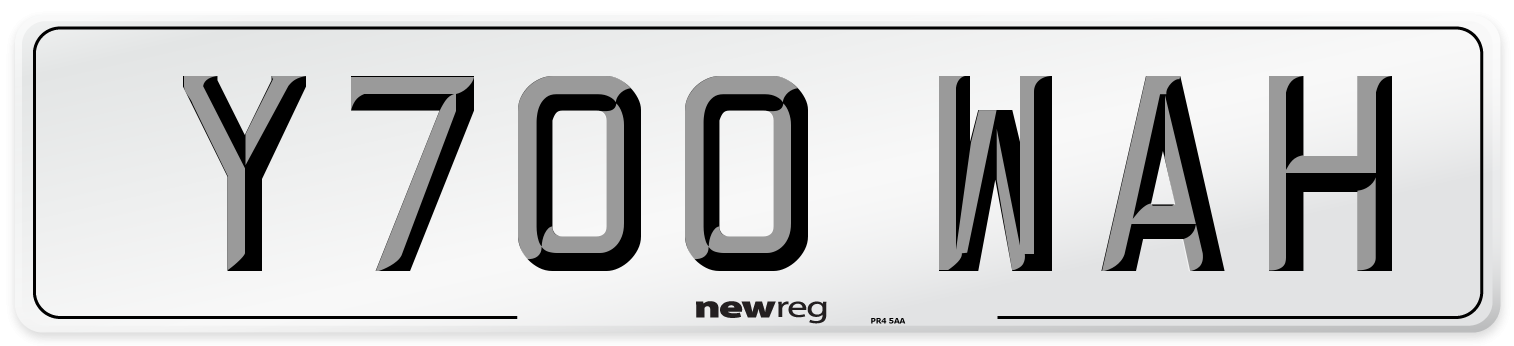 Y700 WAH Number Plate from New Reg